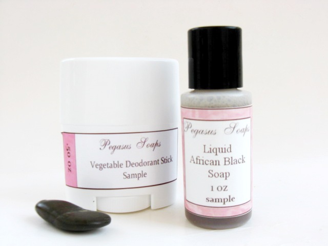 Liquid African Black Soap and Vegetable Deodorant Sample Combo
